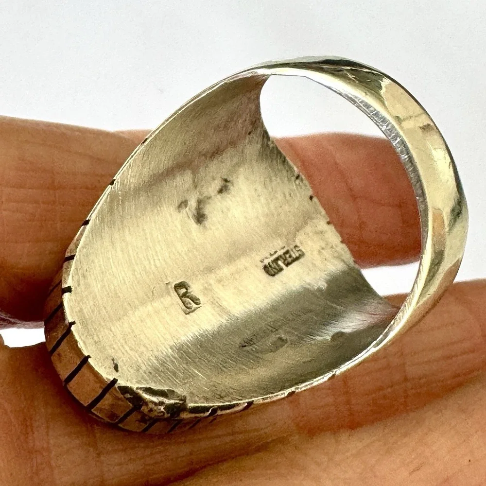 BIG Turquoise Multi Stone Inlay Mens Ring Sz 13 Navajo Sterling Signed Jack 34mm